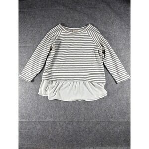 LOFT Striped Raglan Sleeve Tunic Top with Ruffle Hem Size Medium